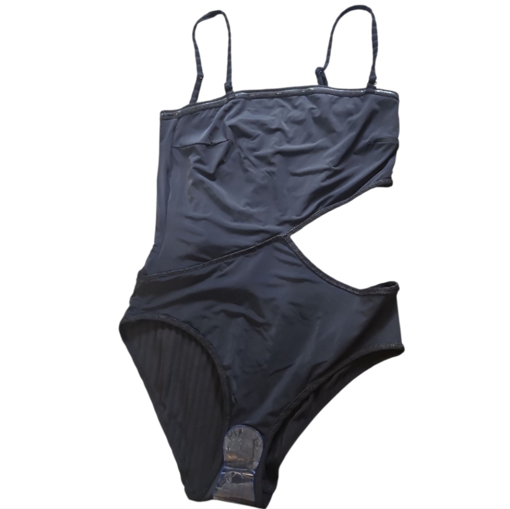 Solid & Striped The Cameron Ribbed Cutout One Piece Swimsuit Black L - Picture 8 of 10